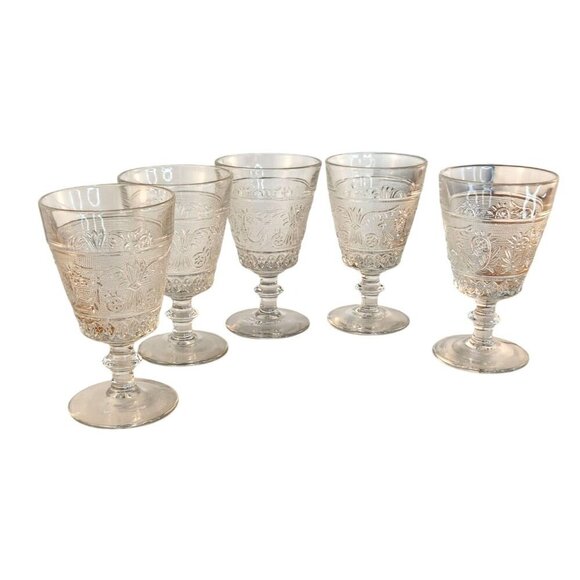 One Vintage Duncan Miller Sandwich Glass Water Goblets  8oz.  Pattern 41 - Picture 3 of 11